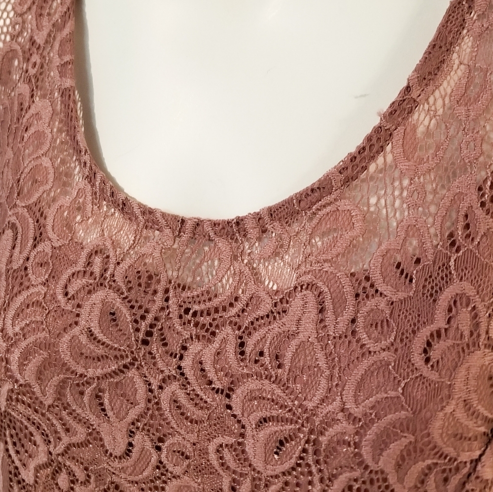 CATO | Mauve Pink Lace Dress with Bell Sleeves - Like New | Size M - Picture 2 of 8